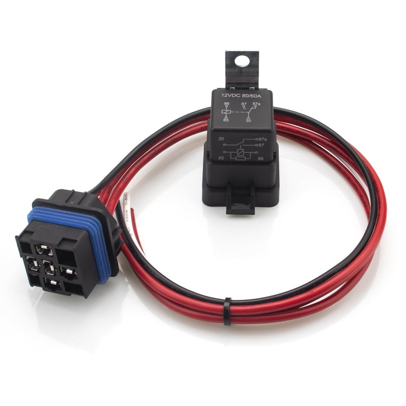 HOPUT 1 Pack 60/80 Amp 12 Volt Waterproof Automotive Relay with Pigtail, 5-Pin Heavy Duty 12 AWG Tinned Copper Wires Marine Relays for Boats Auto Fan Cars - Image 1